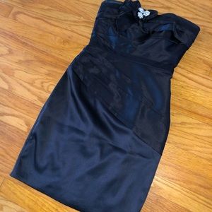 White House Black Market Womens Ruched Strapless Black Cocktail Dress 00 NWT